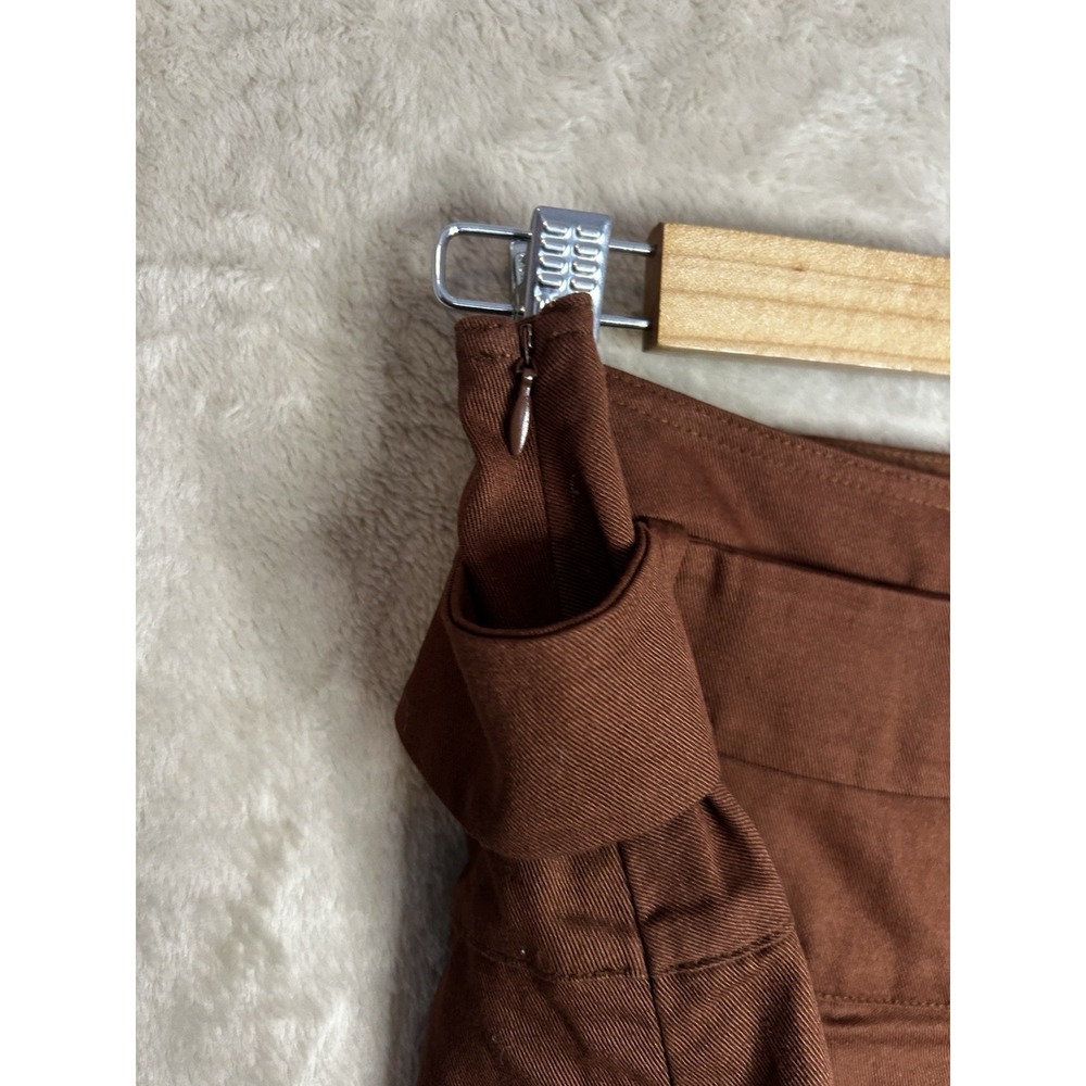 Anthropologie Brown Pleated Belted Mini Skort Size 8 Chocolate Twill NEW - Picture 8 of 11